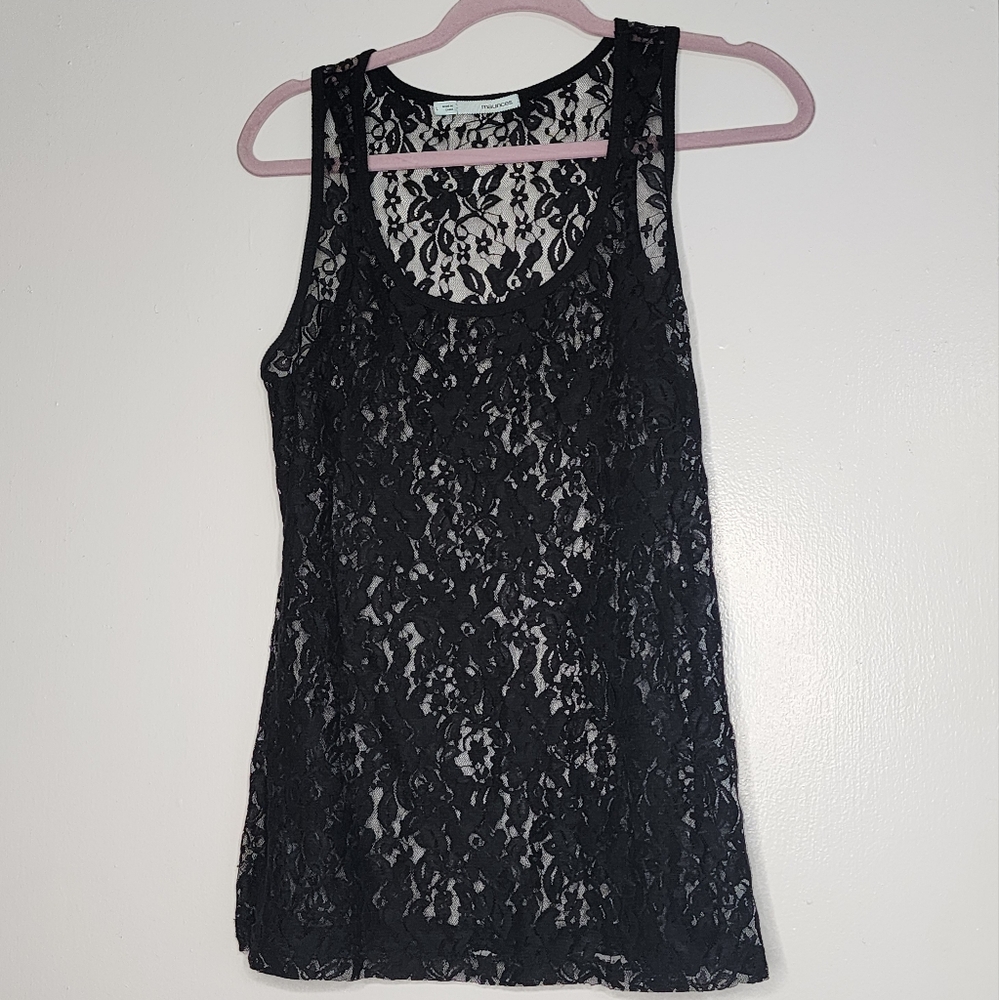 Black Floral Lace Tank